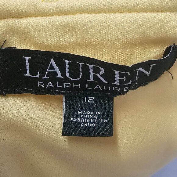 NWT Lauren Ralph Lauren Yellow Ruffle Coquette Dress Classic 12 - Picture 7 of 10
